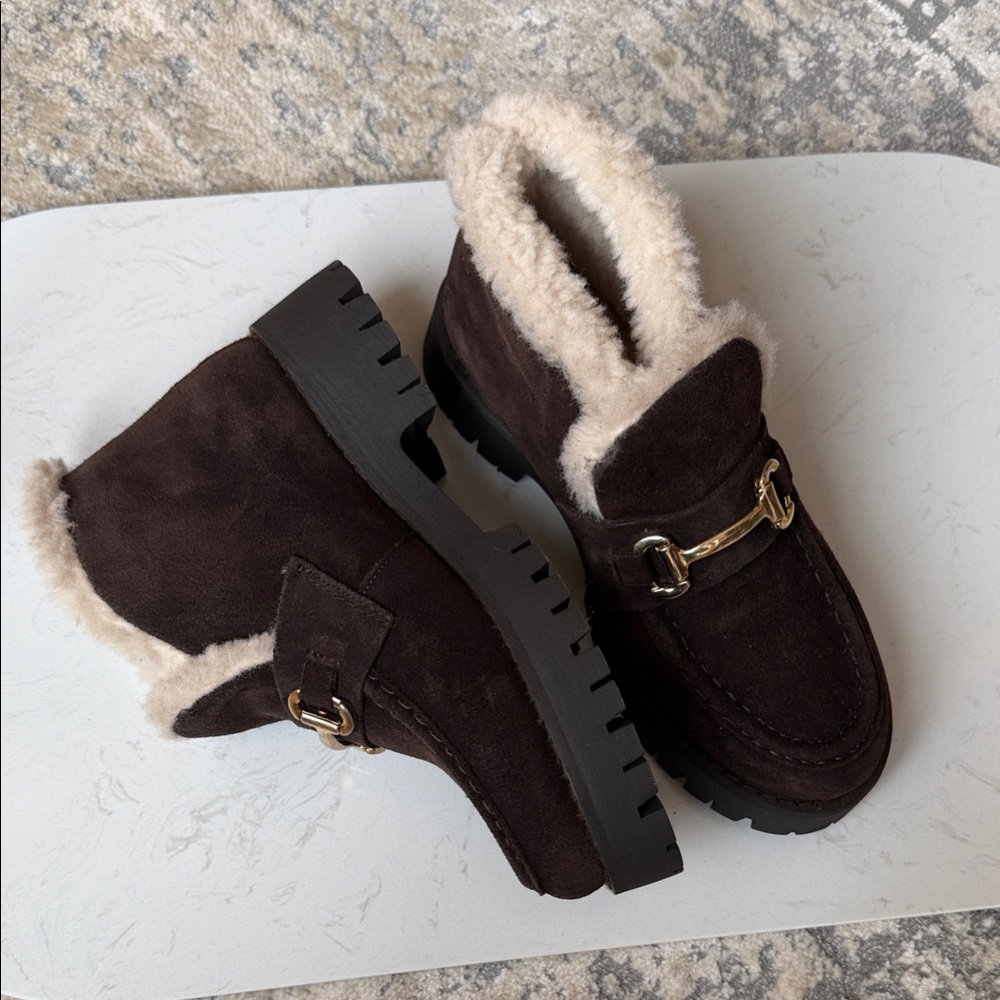 Steve Madden BRAND NEW LEON FAUX FUR CHOCOLATE BROWN SUEDE